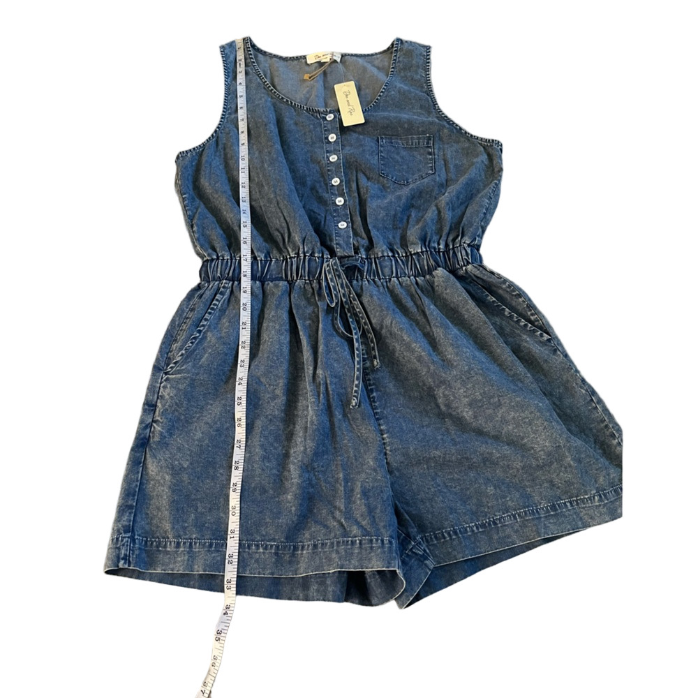 Doe & Rae Drawstring Denim Romper NWT - Picture 7 of 8